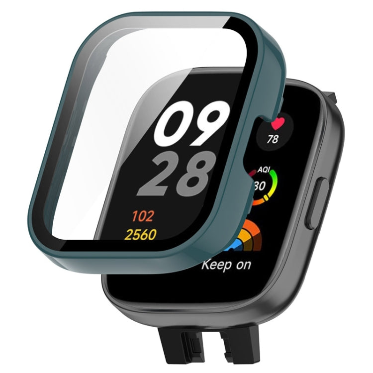 For Redmi Watch 3 ENKAY Hat-Prince Full Coverage PC Frame + Tempered Glass Film Watch Case(Green) - Watch Cases by ENKAY | Online Shopping South Africa | PMC TechLife | Buy Now Pay Later Mobicred