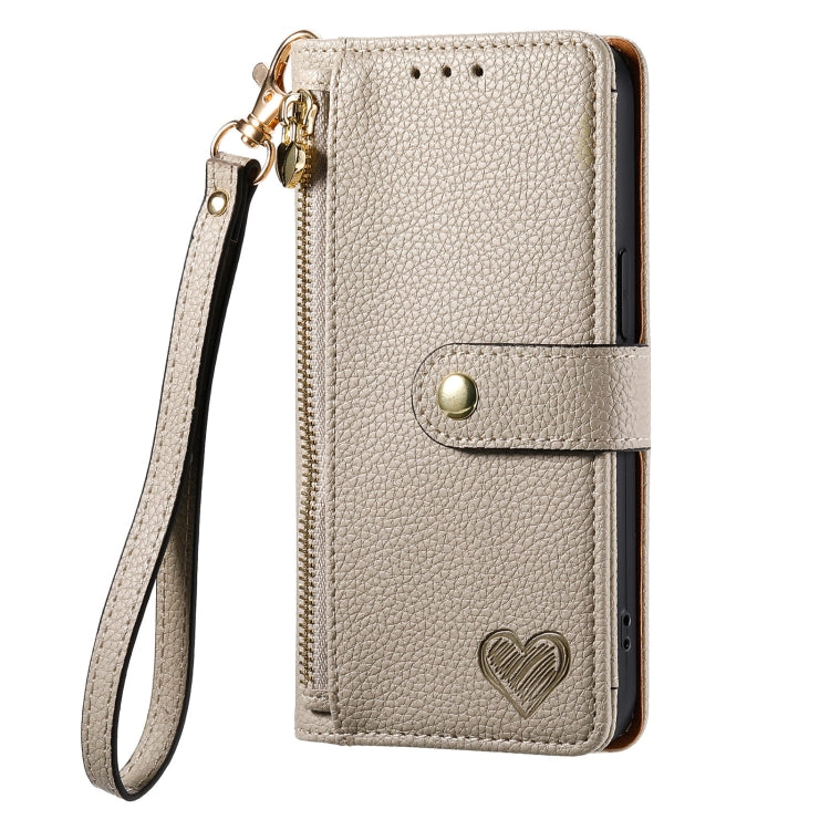 For iPhone 12 mini Love Zipper Lanyard Leather Phone Case(Gray) - free shipping - PMC TechLife - Order now!