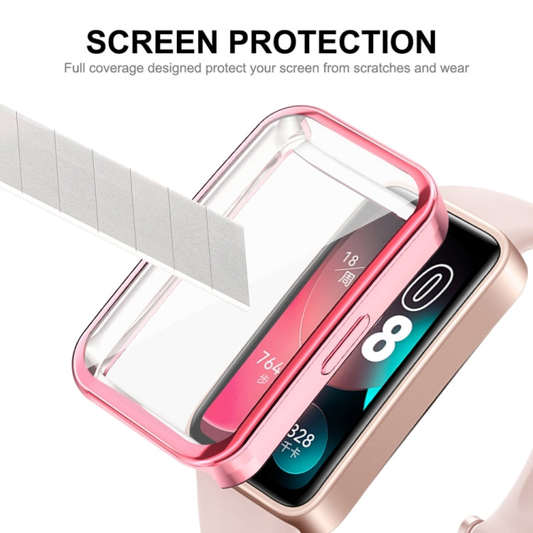 For Huawei Band 8 ENKAY Hat-Prince Full Coverage Electroplated Soft TPU Watch Case with Screen Protection(Pink) - Watch Cases by ENKAY | Online Shopping South Africa | PMC Jewellery