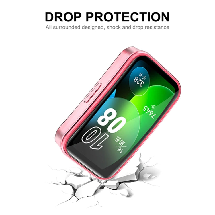 For Huawei Band 8 ENKAY Hat-Prince Full Coverage Electroplated Soft TPU Watch Case with Screen Protection(Pink) - Watch Cases by ENKAY | Online Shopping South Africa | PMC Jewellery