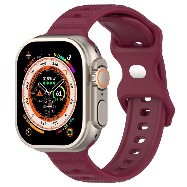 For Apple Watch 8 45mm Reverse Buckle Dot Texture Silicone Watch Band(Wine Red) - Watch Bands by PMC Jewellery | Online Shopping South Africa | PMC Jewellery