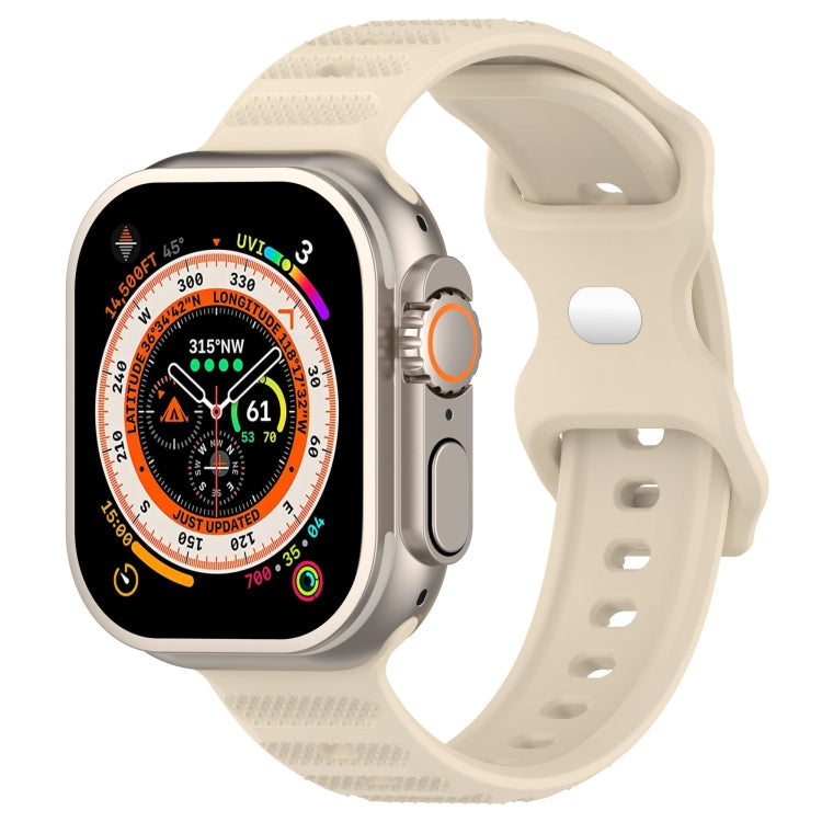 For Apple Watch 8 45mm Reverse Buckle Dot Texture Silicone Watch Band(Khaki) - Watch Bands by PMC TechLife | Online Shopping South Africa | PMC TechLife