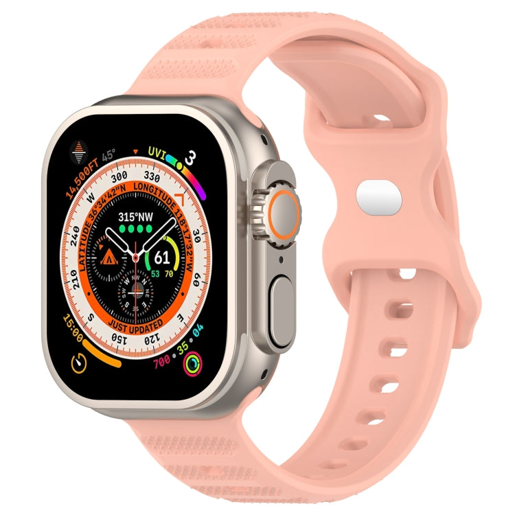 For Apple Watch 7 45mm Reverse Buckle Dot Texture Silicone Watch Band(Pink) - Watch Bands by PMC TechLife | Online Shopping South Africa | PMC TechLife
