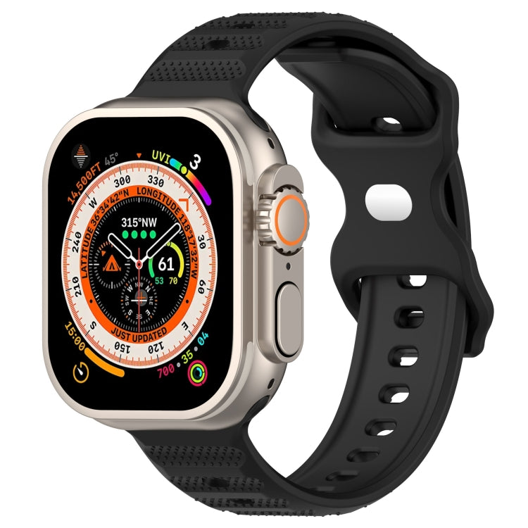 For Apple Watch SE 40mm Reverse Buckle Dot Texture Silicone Watch Band(Black) - Watch Bands by PMC TechLife | Online Shopping South Africa | PMC TechLife
