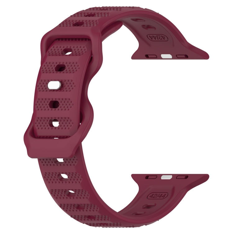 For Apple Watch 3 42mm Reverse Buckle Dot Texture Silicone Watch Band(Wine Red) - Watch Bands by PMC Jewellery | Online Shopping South Africa | PMC Jewellery