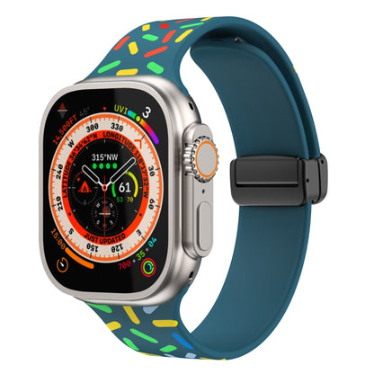 For Apple Watch 42mm Rainbow Dots Silicone Magnetic Black Buckle Watch Band(Blue) - Watch Bands by PMC Jewellery | Online Shopping South Africa | PMC Jewellery