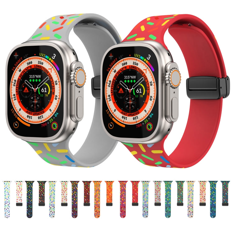 For Apple Watch 3 38mm Rainbow Dots Silicone Magnetic Black Buckle Watch Band(Blue) - Watch Bands by PMC Jewellery | Online Shopping South Africa | PMC Jewellery