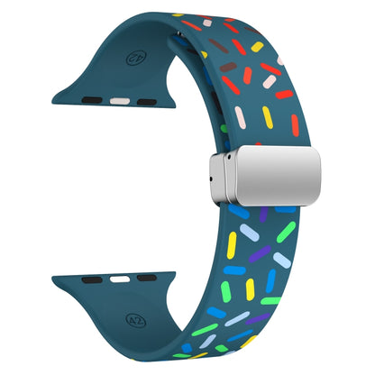 For Apple Watch SE 40mm Rainbow Dots Silicone Magnetic Buckle Watch Band(Blue) - Watch Bands by PMC Jewellery | Online Shopping South Africa | PMC Jewellery