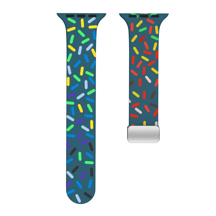 For Apple Watch 5 44mm Rainbow Dots Silicone Magnetic Buckle Watch Band(Blue) - Watch Bands by PMC TechLife | Online Shopping South Africa | PMC TechLife