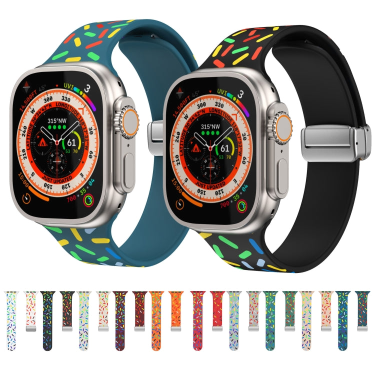 For Apple Watch 3 38mm Rainbow Dots Silicone Magnetic Buckle Watch Band(Blue) - Watch Bands by PMC TechLife | Online Shopping South Africa | PMC TechLife
