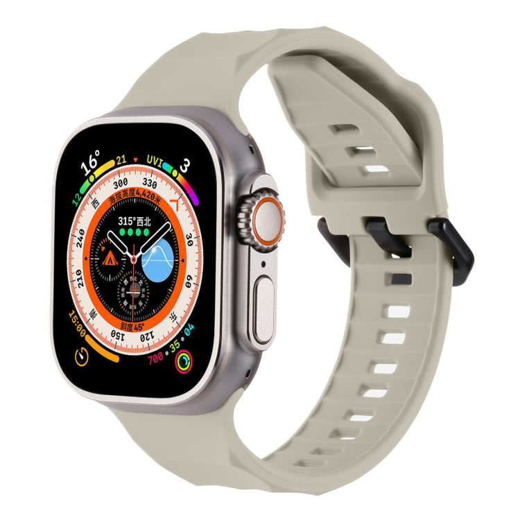 For Apple Watch 7 45mm Ripple Silicone Sports Watch Band(Starlight) - Watch Bands by PMC TechLife | Online Shopping South Africa | PMC TechLife