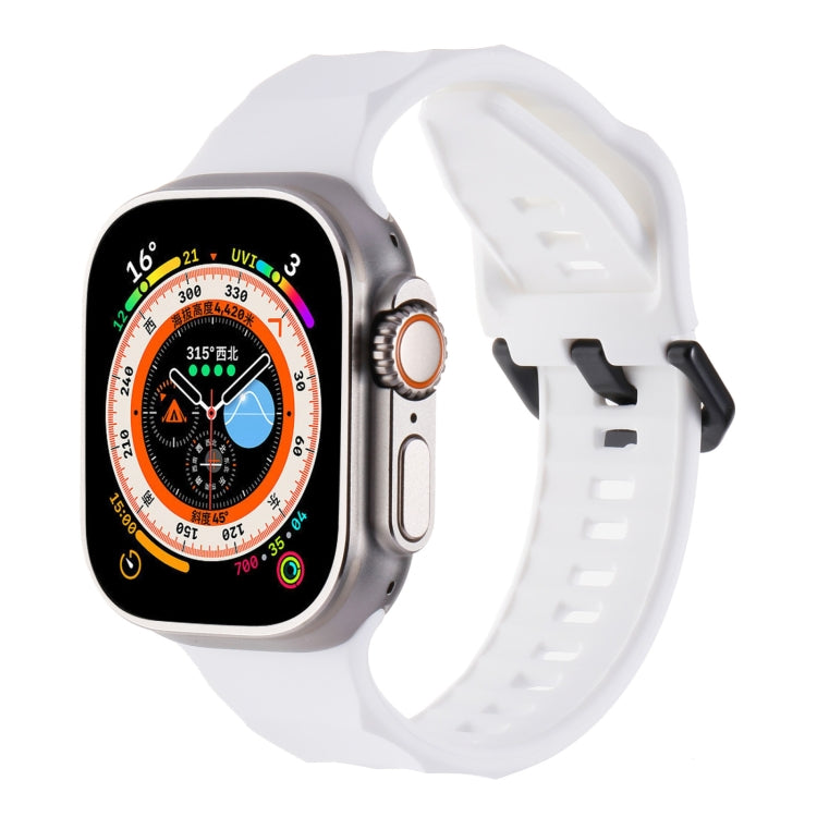 For Apple Watch SE 44mm Ripple Silicone Sports Watch Band(White) - Watch Bands by PMC TechLife | Online Shopping South Africa | PMC TechLife