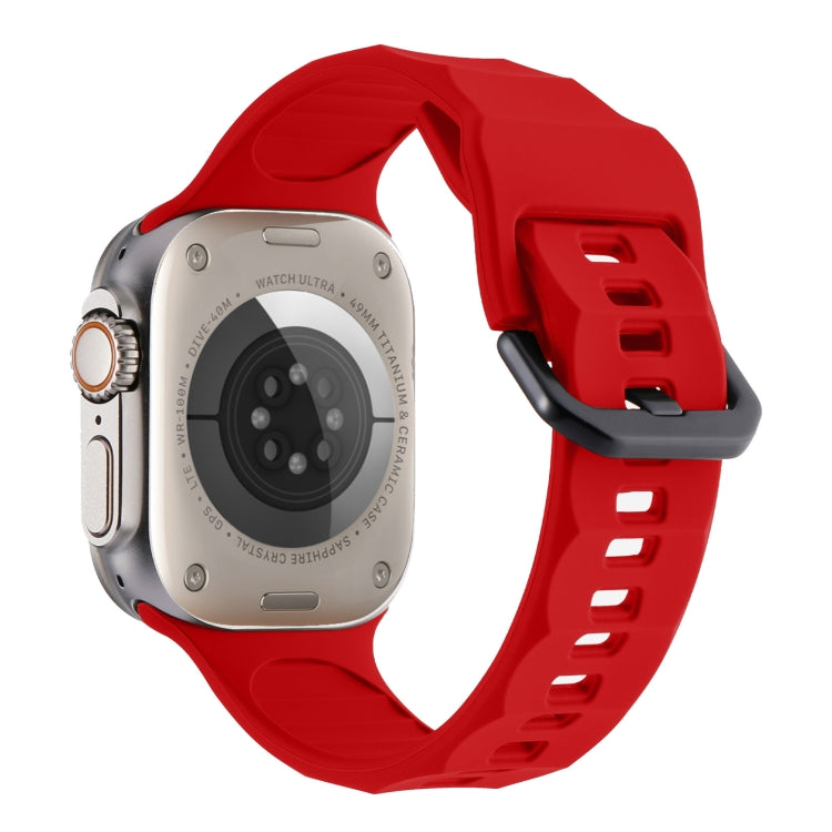 For Apple Watch 5 44mm Ripple Silicone Sports Watch Band(Red) - Watch Bands by PMC TechLife | Online Shopping South Africa | PMC TechLife