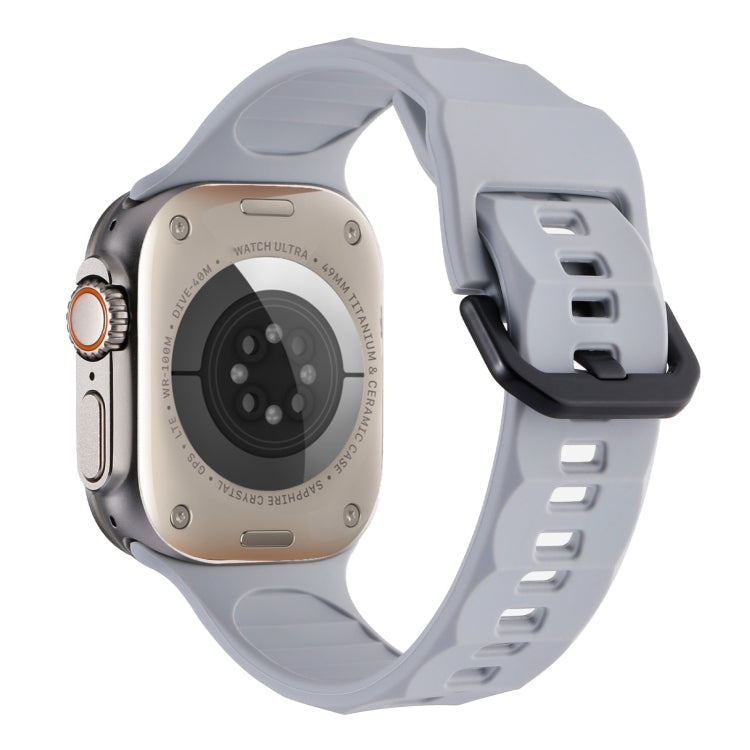 For Apple Watch 3 42mm Ripple Silicone Sports Watch Band(Light Grey) - Watch Bands by PMC TechLife | Online Shopping South Africa | PMC TechLife