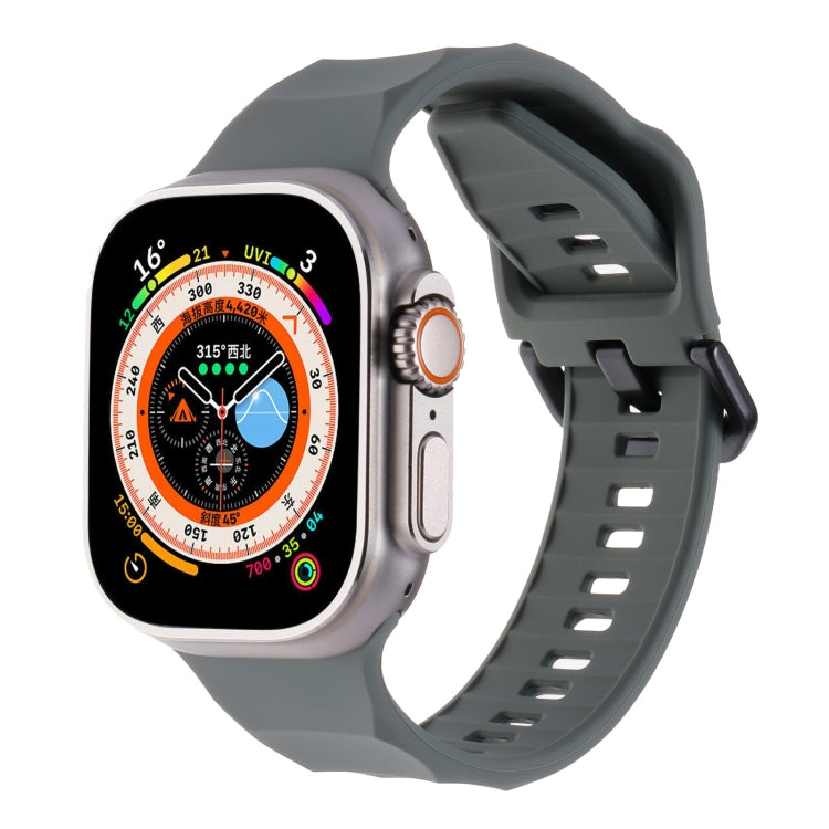 For Apple Watch 42mm Ripple Silicone Sports Watch Band(Dark Grey) - Watch Bands by PMC TechLife | Online Shopping South Africa | PMC TechLife