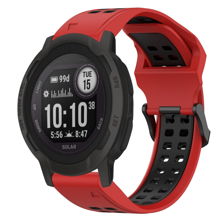 For Garmin  Instinct 2 Solar 22mm Two-Color Reverse Buckle Silicone Watch Band(Red+Black) - Watch Bands by PMC Jewellery | Online Shopping South Africa | PMC Jewellery