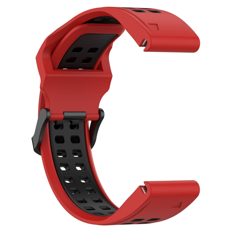 For Garmin Instinct Crossover 22mm Two-Color Reverse Buckle Silicone Watch Band(Red+Black) - Watch Bands by PMC TechLife | Online Shopping South Africa | PMC TechLife