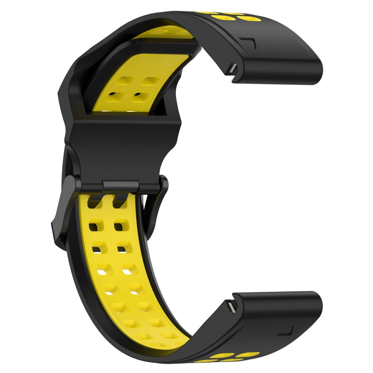 For Garmin Instinct Crossover Solar 22mm Two-Color Reverse Buckle Silicone Watch Band(Black+Yellow) - Watch Bands by PMC TechLife | Online Shopping South Africa | PMC TechLife
