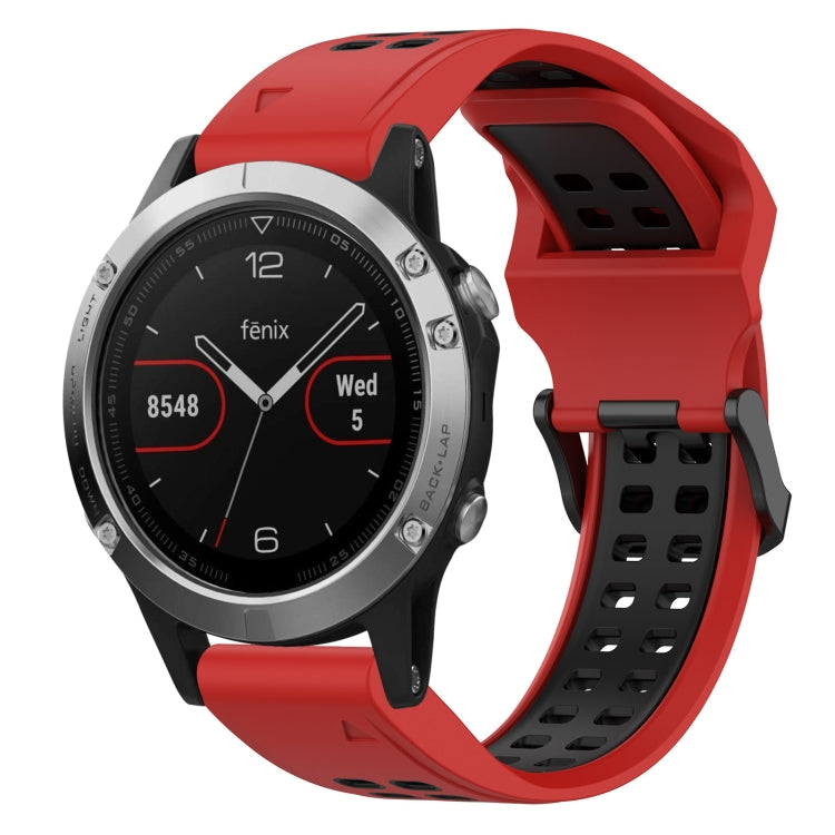For Garmin Fenix 5 22mm Two-Color Reverse Buckle Silicone Watch Band(Red+Black) - Watch Bands by PMC TechLife | Online Shopping South Africa | PMC TechLife