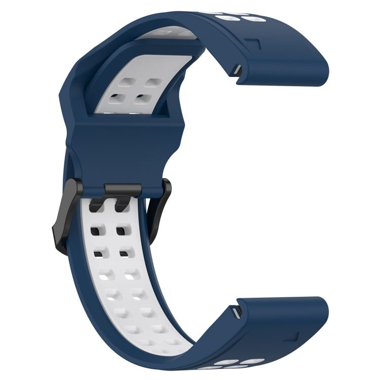 For Garmin Instinct 2 22mm Two-Color Reverse Buckle Silicone Watch Band(Blue+White) - Watch Bands by PMC TechLife | Online Shopping South Africa | PMC TechLife