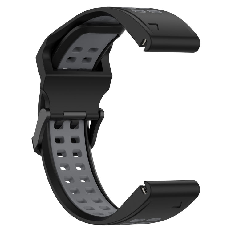 For Garmin Instinct 22mm Two-Color Reverse Buckle Silicone Watch Band(Black+Grey) - Watch Bands by PMC TechLife | Online Shopping South Africa | PMC TechLife