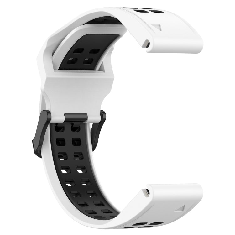 For Garmin Forerunner 955 22mm Two-Color Reverse Buckle Silicone Watch Band(White+Black) - Watch Bands by PMC TechLife | Online Shopping South Africa | PMC TechLife