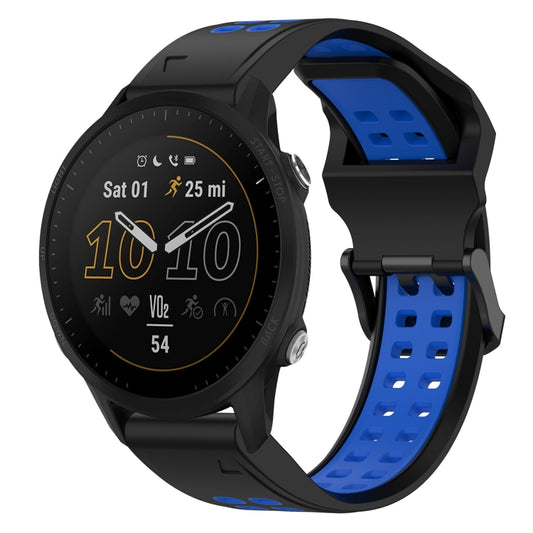 For Garmin Forerunner 955 22mm Two-Color Reverse Buckle Silicone Watch Band(Black+Blue) - Watch Bands by PMC Jewellery | Online Shopping South Africa | PMC Jewellery