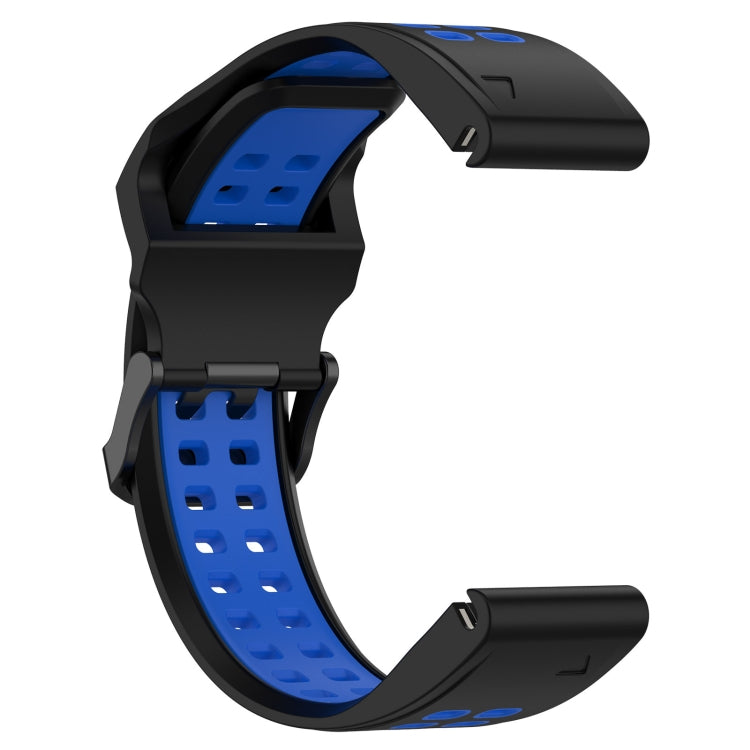 For Garmin Forerunner 955 22mm Two-Color Reverse Buckle Silicone Watch Band(Black+Blue) - Watch Bands by PMC Jewellery | Online Shopping South Africa | PMC Jewellery