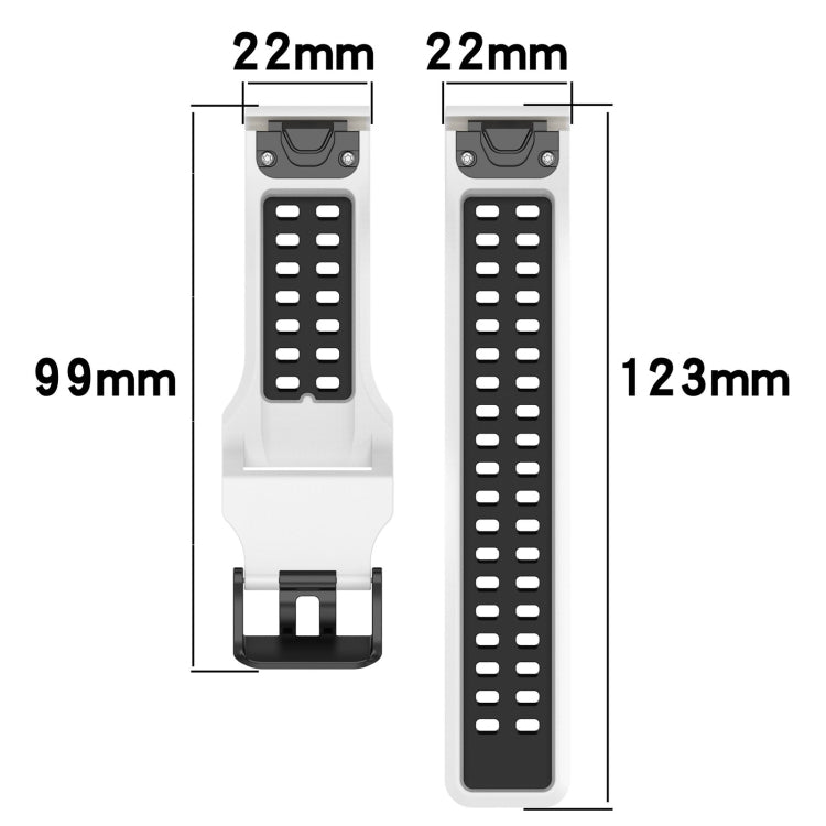 For Garmin Instinct Crossover Solar 22mm Two-Color Reverse Buckle Silicone Watch Band(Blue+White) - Watch Bands by PMC TechLife | Online Shopping South Africa | PMC TechLife
