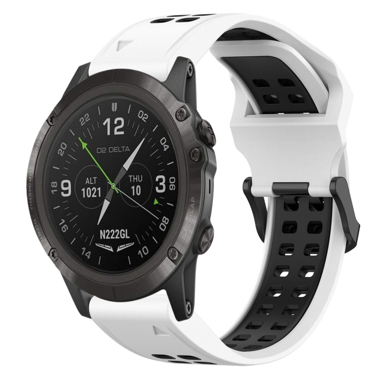 For Garmin D2 Delta PX 26mm Two-Color Reverse Buckle Silicone Watch Band(White+Black) - Watch Bands by PMC TechLife | Online Shopping South Africa | PMC TechLife