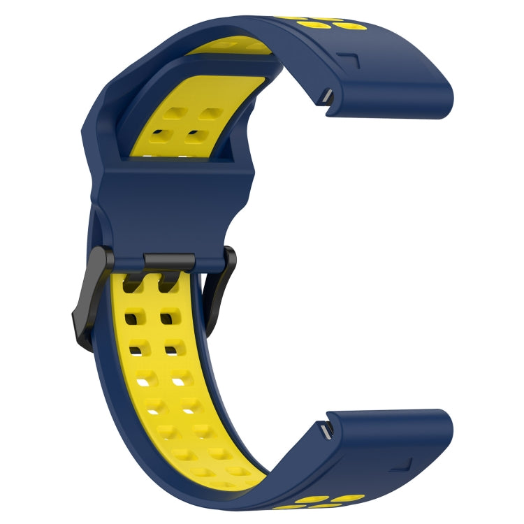 For Garmin Enduro 26mm Two-Color Reverse Buckle Silicone Watch Band(Blue+Yellow) - Watch Bands by PMC TechLife | Online Shopping South Africa | PMC TechLife