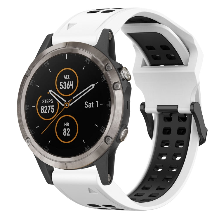 For Garmin Fenix 5X Plus 26mm Two-Color Reverse Buckle Silicone Watch Band(White+Black) - Watch Bands by PMC TechLife | Online Shopping South Africa | PMC TechLife