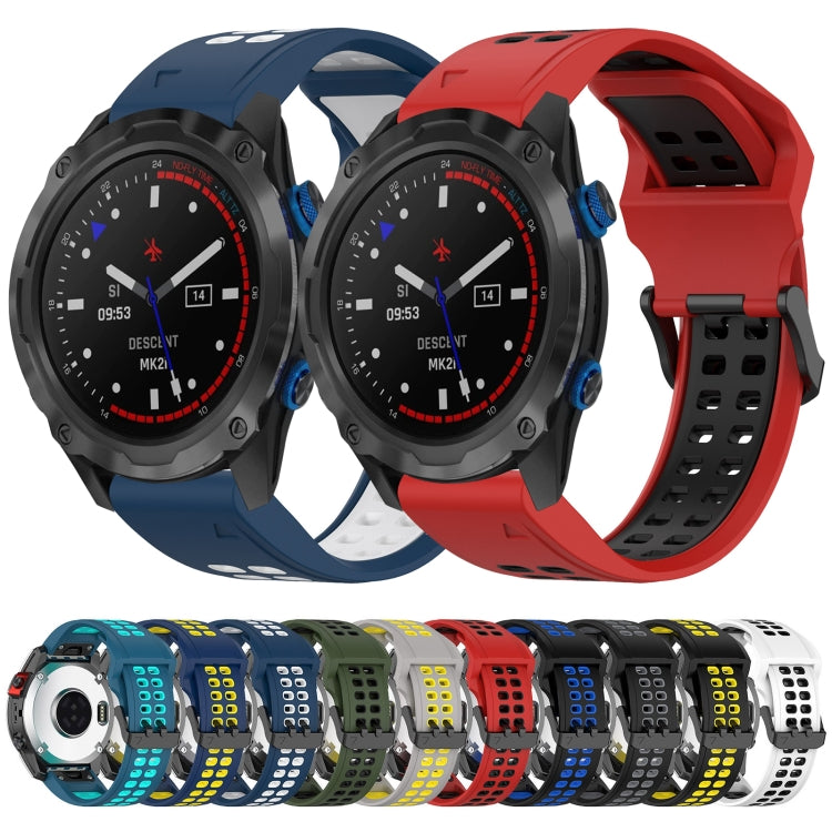 For Garmin Enduro 26mm Two-Color Reverse Buckle Silicone Watch Band(Blue+White) - Watch Bands by PMC TechLife | Online Shopping South Africa | PMC TechLife