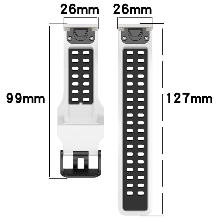 For Garmin Epix Pro 51mm 26mm Two-Color Reverse Buckle Silicone Watch Band(White+Black) - Watch Bands by PMC Jewellery | Online Shopping South Africa | PMC Jewellery