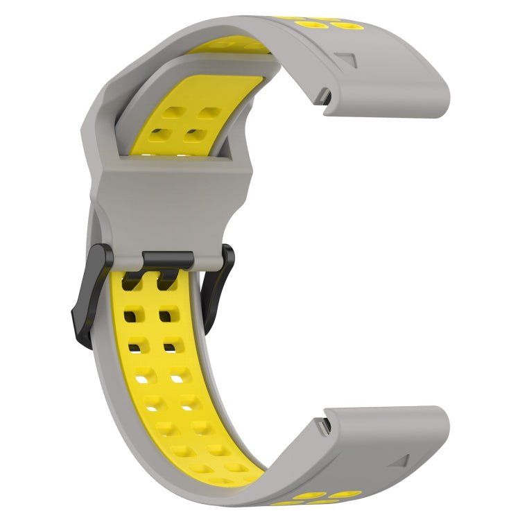 For Garmin Fenix 5S Plus 20mm Two-Color Reverse Buckle Silicone Watch Band(Grey+Yellow) - Watch Bands by PMC TechLife | Online Shopping South Africa | PMC TechLife