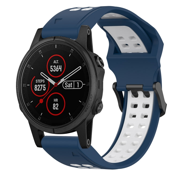 For Garmin Fenix 5S Plus 20mm Two-Color Reverse Buckle Silicone Watch Band(Blue+White) - Watch Bands by PMC TechLife | Online Shopping South Africa | PMC TechLife
