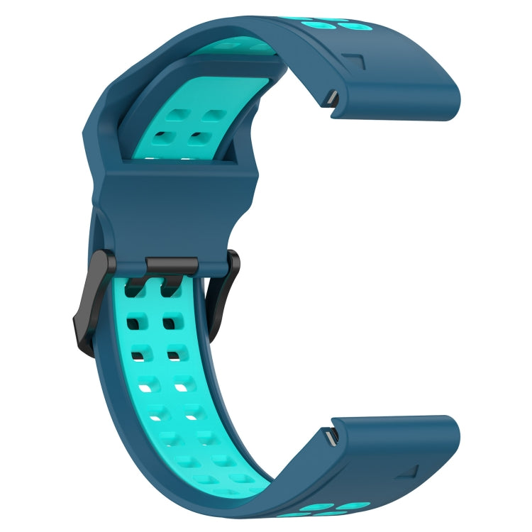 For Garmin Fenix 5S Plus 20mm Two-Color Reverse Buckle Silicone Watch Band(Blue+Teal) - Watch Bands by PMC TechLife | Online Shopping South Africa | PMC TechLife