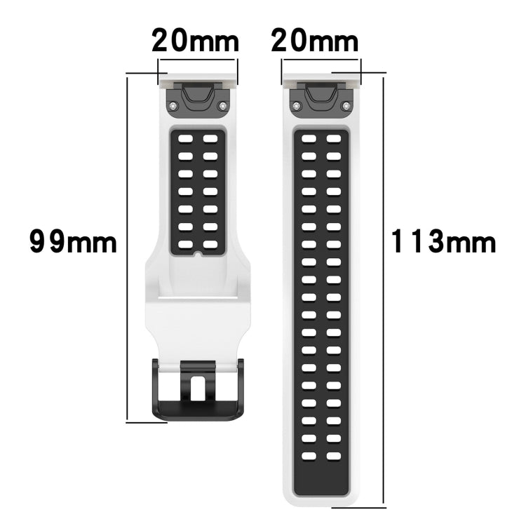For Garmin Fenix 5S Plus 20mm Two-Color Reverse Buckle Silicone Watch Band(Blue+Yellow) - Watch Bands by PMC TechLife | Online Shopping South Africa | PMC TechLife