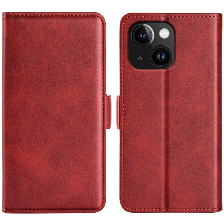For iPhone 15 Dual-side Magnetic Buckle Horizontal Flip Leather Phone Case(Red) - free shipping - PMC TechLife - Order now!