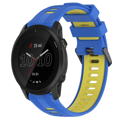 For Garmin Forerunner 945 Sports Two-Color Silicone Watch Band(Blue+Yellow) - Watch Bands by PMC Jewellery | Online Shopping South Africa | PMC Jewellery