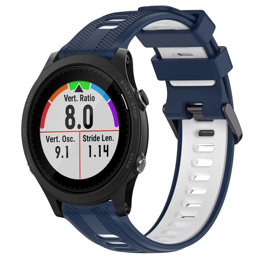 For Garmin Forerunner 935 Sports Two-Color Silicone Watch Band(Midnight Blue+White) - Watch Bands by PMC Jewellery | Online Shopping South Africa | PMC Jewellery