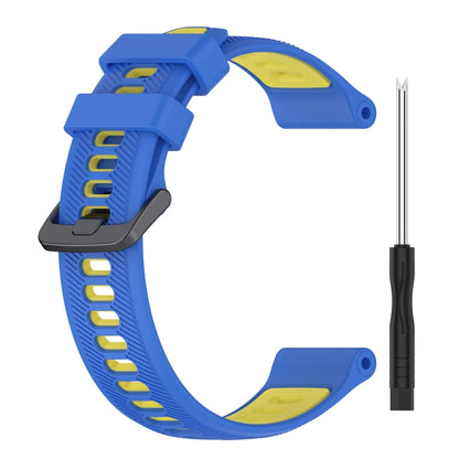 For Garmin Instinct Sports Two-Color Silicone Watch Band(Blue+Yellow) - Watch Bands by PMC Jewellery | Online Shopping South Africa | PMC Jewellery