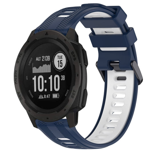 For Garmin Instinct Sports Two-Color Silicone Watch Band(Midnight Blue+White) - Watch Bands by PMC Jewellery | Online Shopping South Africa | PMC Jewellery