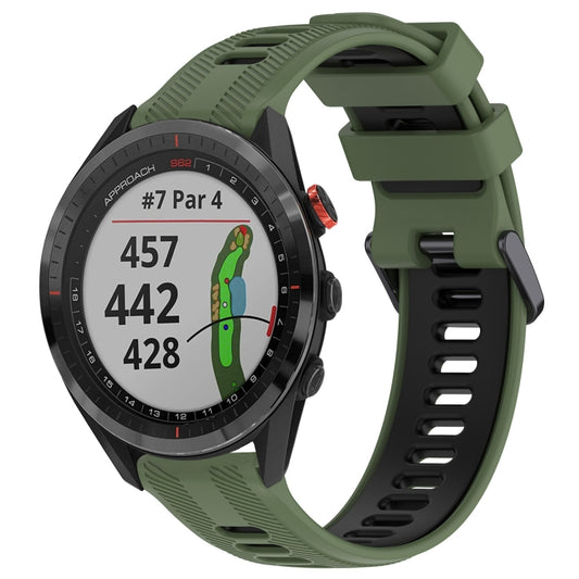 For Garmin Approach S62 Sports Two-Color Silicone Watch Band(Army Green+Black) - Watch Bands by PMC Jewellery | Online Shopping South Africa | PMC Jewellery