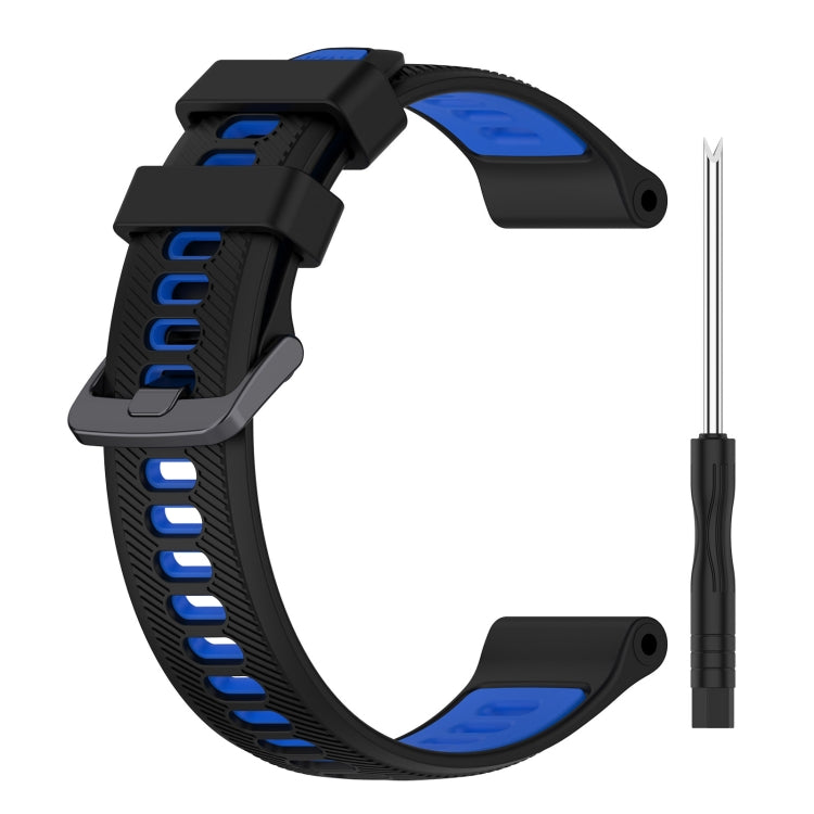 For Garmin Approach S60 Sports Two-Color Silicone Watch Band(Black+Blue) - Watch Bands by PMC Jewellery | Online Shopping South Africa | PMC Jewellery