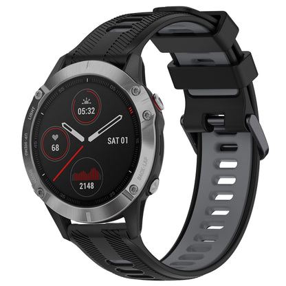 For Garmin Fenix 6 Sports Two-Color Silicone Watch Band(Black+Grey) - Watch Bands by PMC Jewellery | Online Shopping South Africa | PMC Jewellery