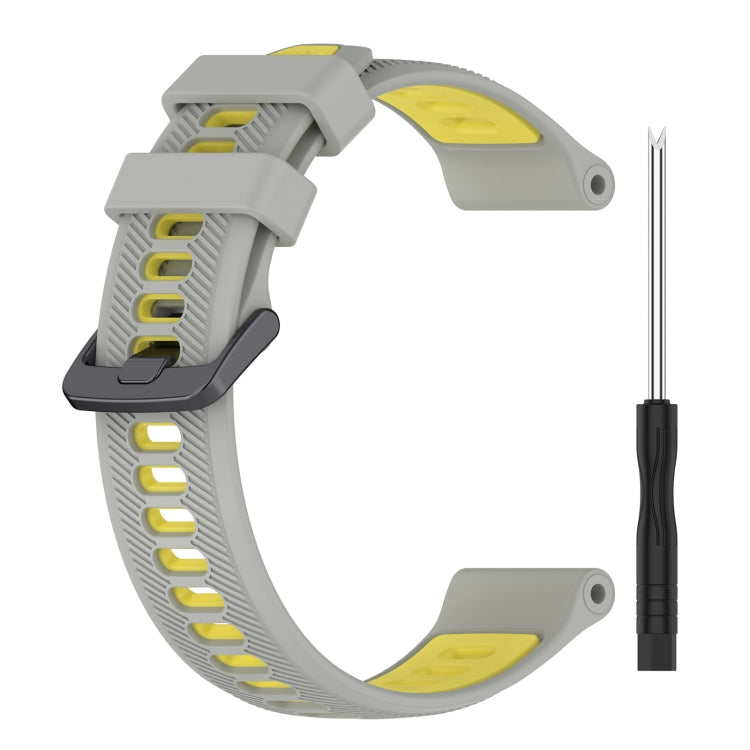 For Garmin Instinct Crossover Sports Two-Color Silicone Watch Band(Grey+Yellow) - Watch Bands by PMC TechLife | Online Shopping South Africa | PMC TechLife