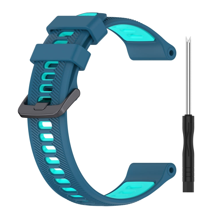 For Garmin Instinct Crossover Sports Two-Color Silicone Watch Band(Blue+Teal) - Watch Bands by PMC TechLife | Online Shopping South Africa | PMC TechLife
