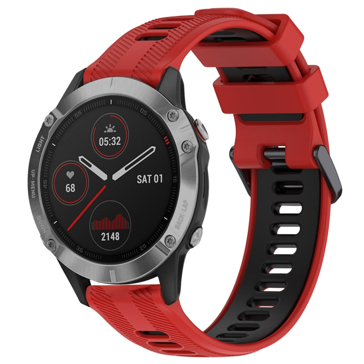 For Garmin Fenix 6 Solar Sports Two-Color Silicone Watch Band(Red+Black) - Watch Bands by PMC Jewellery | Online Shopping South Africa | PMC Jewellery