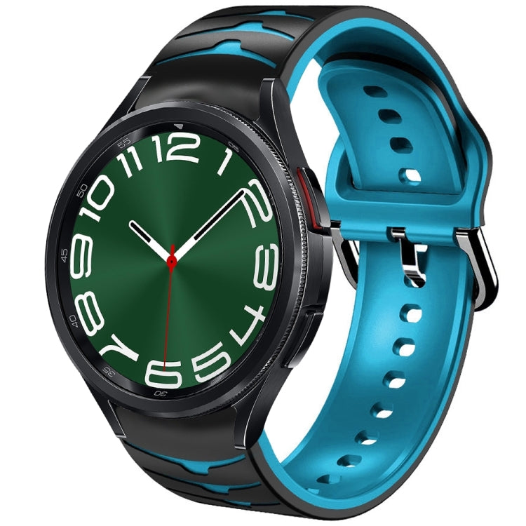 For Samsung Galaxy Watch 6 Classic 47mm Curved Texture Silicone Watch Band(Black+Blue) - free shipping - PMC TechLife - Order now!